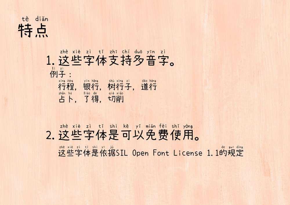 【萌神手写体】自带拼音(支持多音字)的手写字体