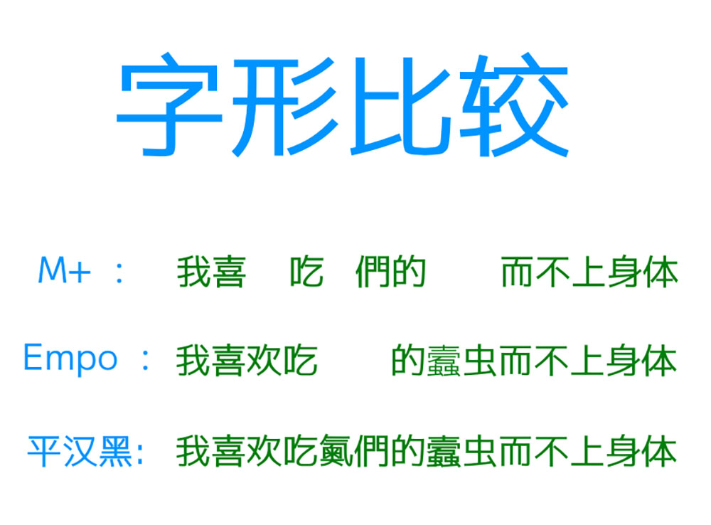 【纳米平汉黑】一款由M+和Empo制造的黑体字体