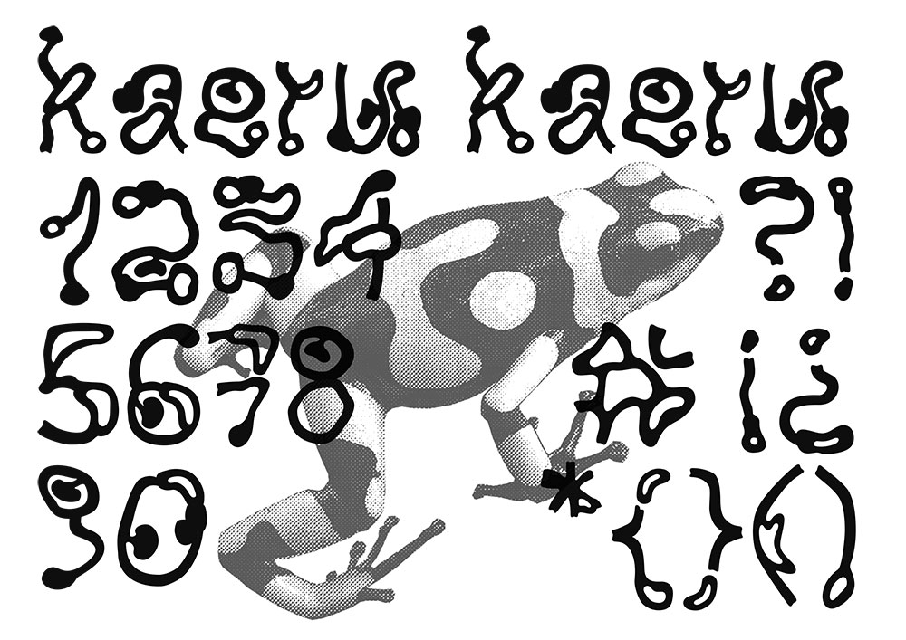 【kaeru kaeru】灵感来自箭毒蛙与日本木刻画的字体