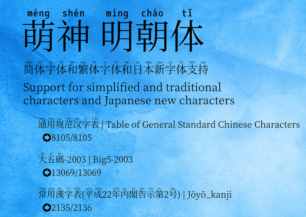 【萌神明朝体】一款用于学习中国汉字的拼音字体