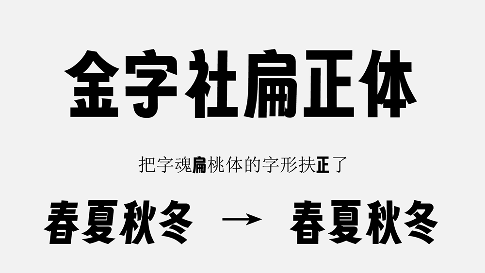 【金字社扁正体】字魂扁桃体的衍生字体,把倾斜的字形扶正了