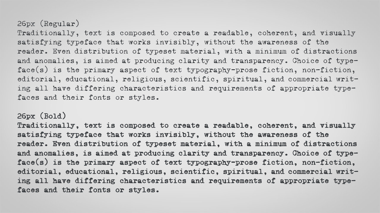 【X Typewriter】等宽打字机风格英文字体, 支持148个字形