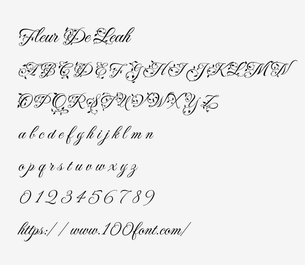 【Fleur De Leah】带有花卉鲜花装饰元素的英文手写字体