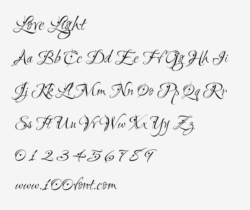 【Love Light】一种带有爱心充满浪漫的手写英文字体