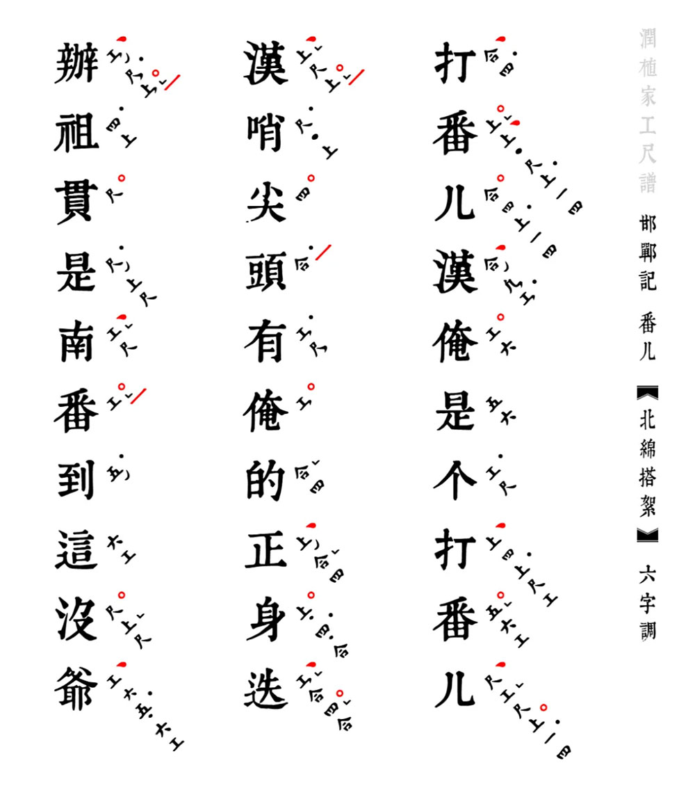 【润植家工尺谱字体】世界首个昆曲专用工尺谱免费公益字体