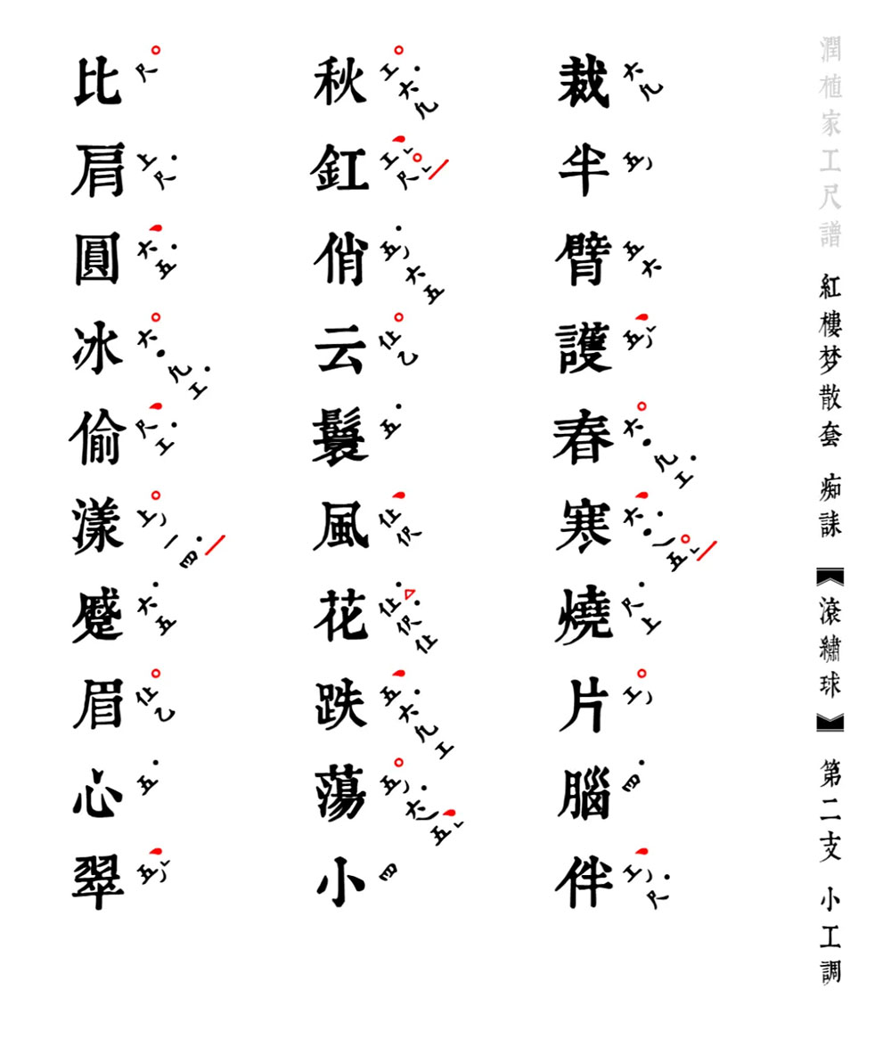 【润植家工尺谱字体】世界首个昆曲专用工尺谱免费公益字体
