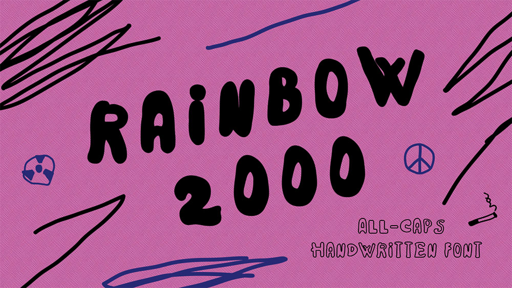 【Rainbow 2000】手写风格英文字体,4种样式和152个字形