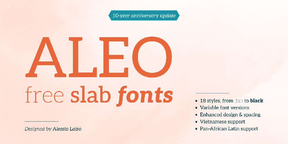 【Aleo】具有半圆形细节的粗衬线体免费英文体