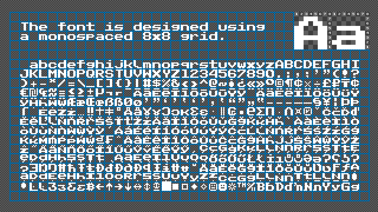 【Public Pixel】使用等宽的8x8网格设计,含1010 个字形