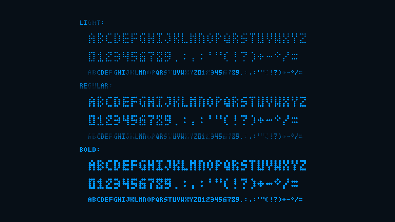 【DatDot】圆形点阵样式英文字体, 3 种样式, 410个字形
