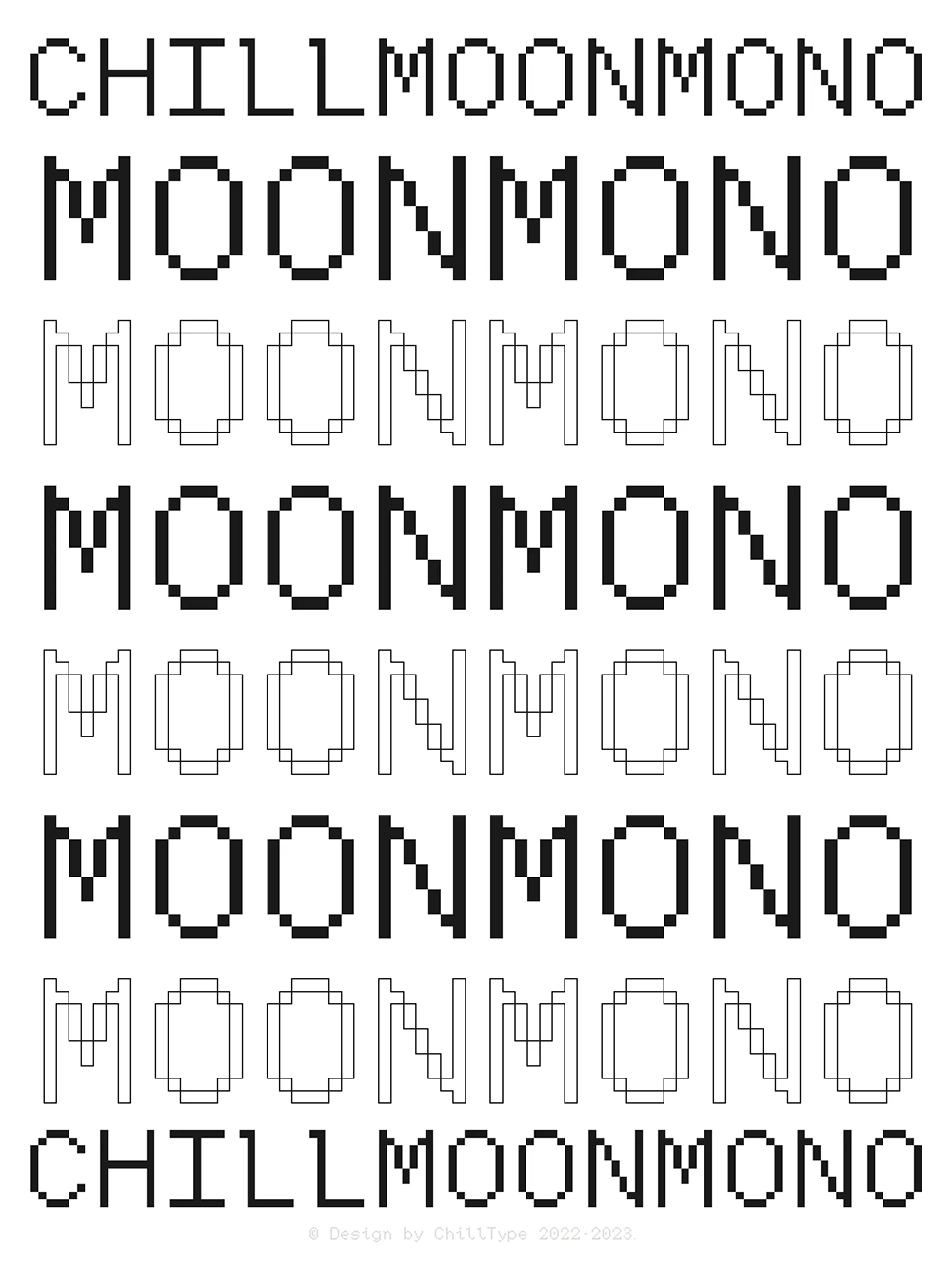 【ChillMoonMono】更具有手写感的西文等宽人文像素字体