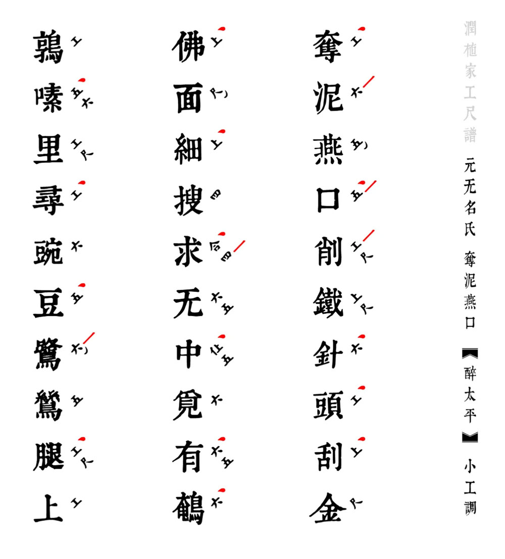 【润植家工尺谱字体】世界首个昆曲专用工尺谱免费公益字体