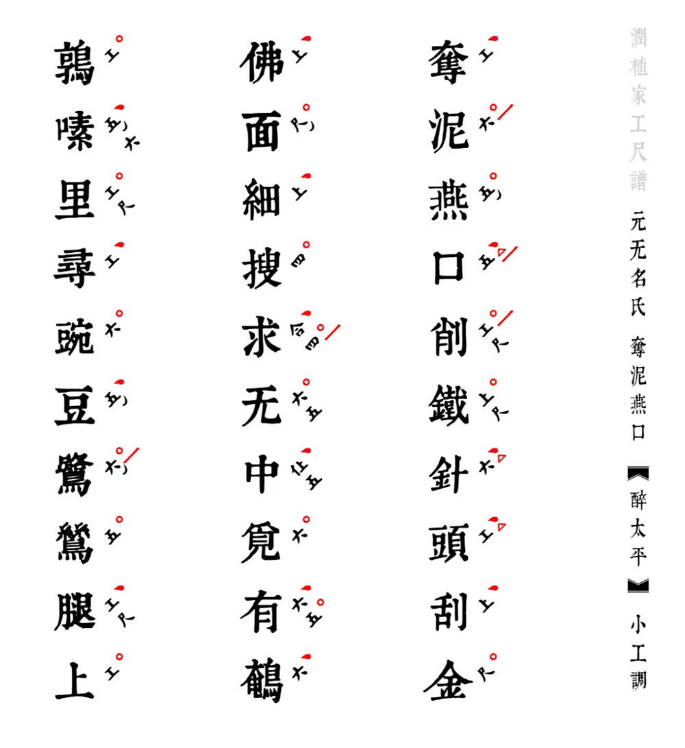 【润植家工尺谱字体】世界首个昆曲专用工尺谱免费公益字体