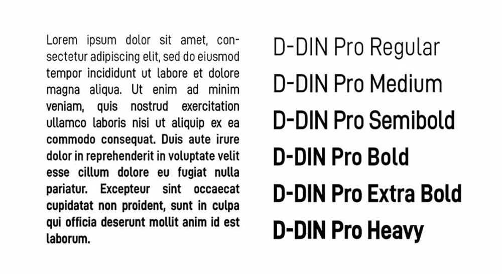 【D-DIN PRO】一种多用途无衬线免费英文字体
