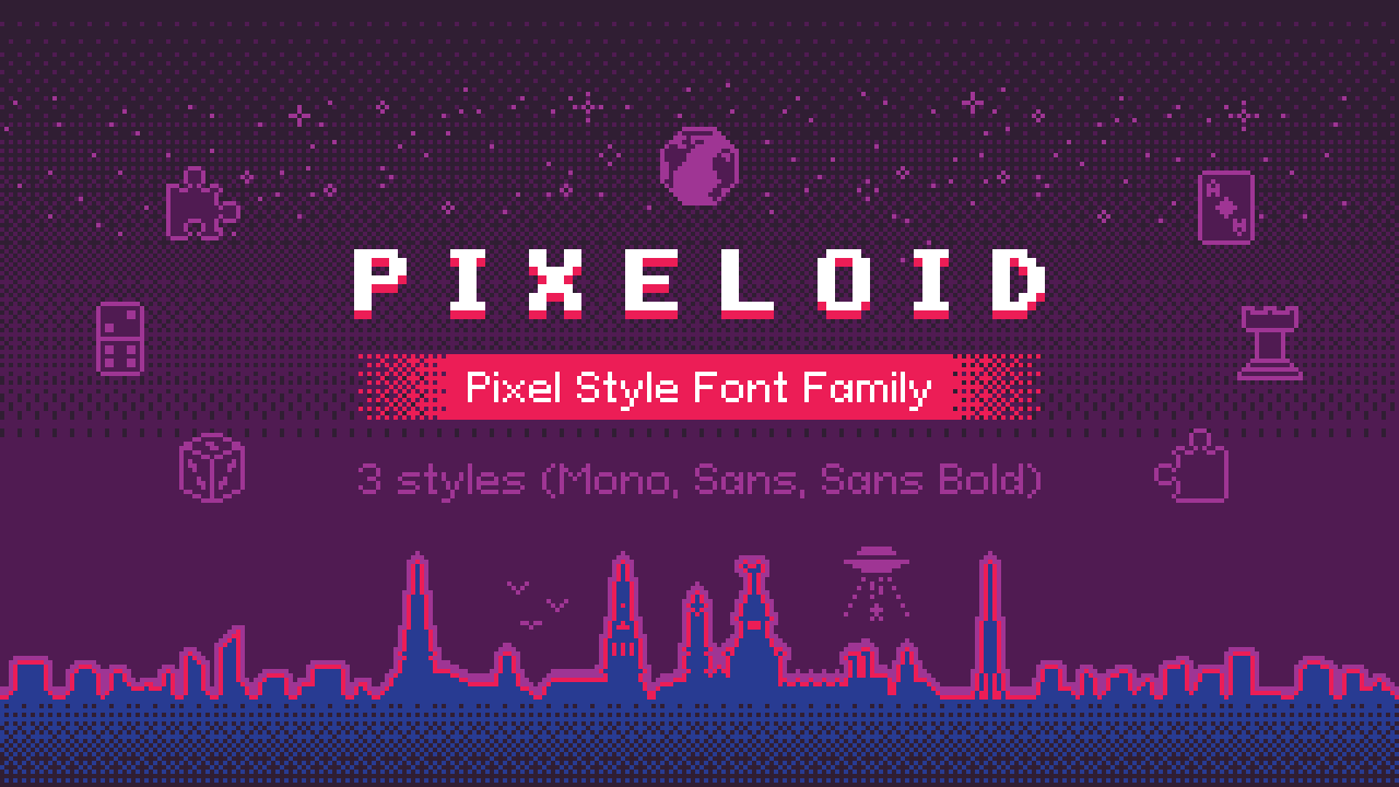 【Pixeloid】一款免费英文字体,包含3种样式,和840个字形