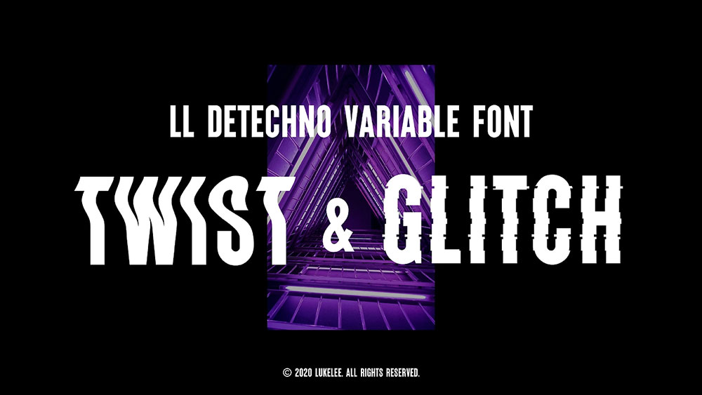 【LL DEtechno】具有扭曲和故障两种风格的英文标题字体