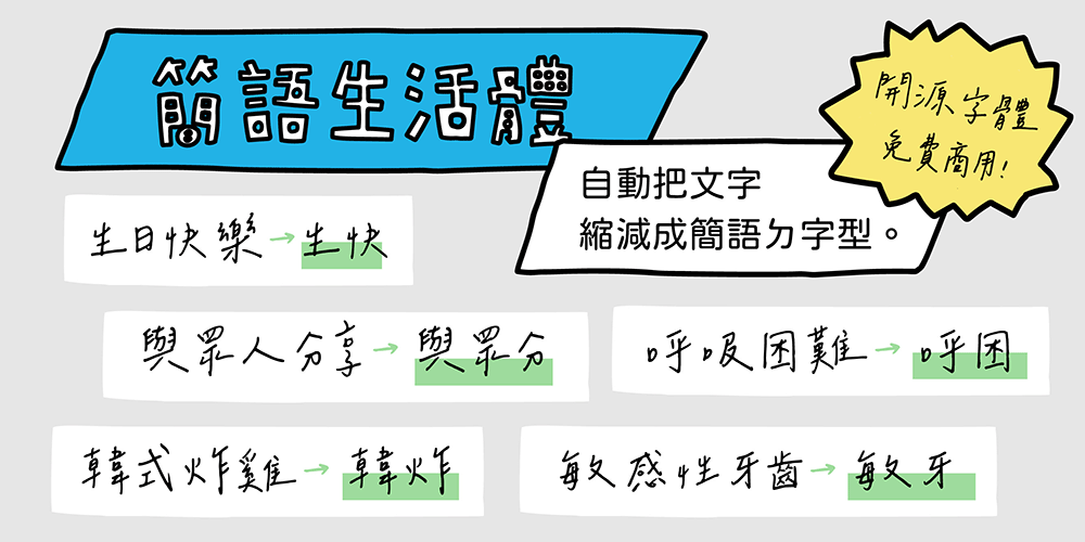 【简语生活体】搜罗时下台湾流行简语制作而成的繁体字体