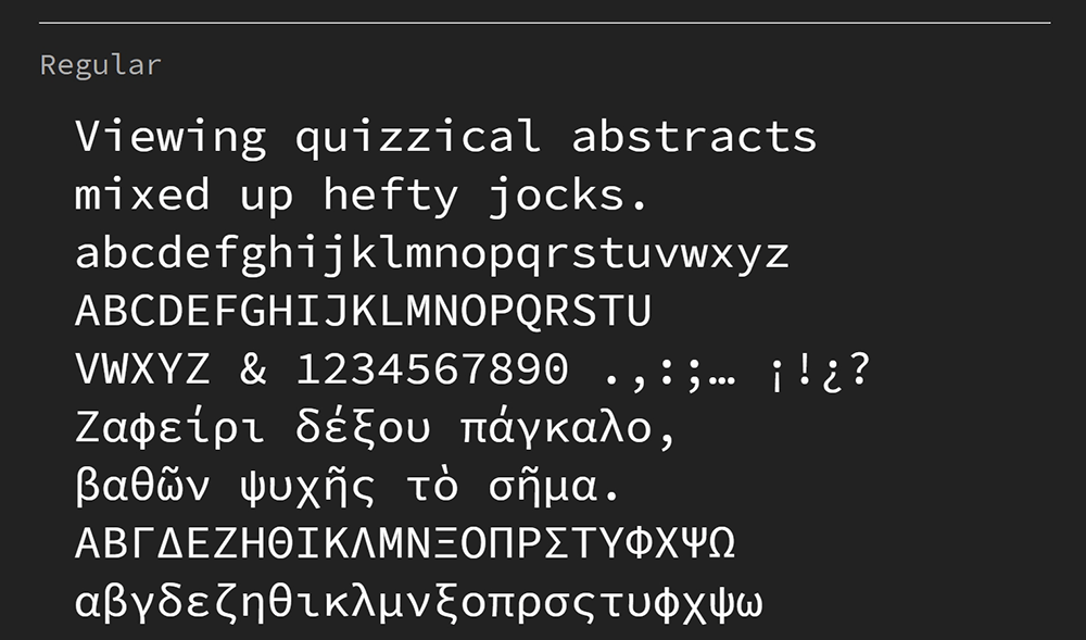 【Source Code Pro】用于用户界面及编程环境的等宽字体